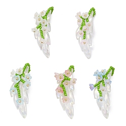 (52) Непрозрачная лаванда Подвески в виде веток лилии из стеклянных бус, с акриловой, разноцветные, 42x20.5x12 мм, отверстие : 2.5 мм