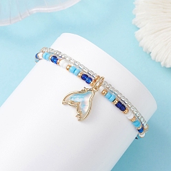 Другие Браслеты с подвесками из морского сплава, браслеты из стеклянных бусин для женщин, золотые, рыбий хвост, внутренний диаметр: 2.17 дюйм (5.5 см)