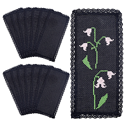 Черный Хлопковые закладки для вышивания крестиком, прямоугольные, чёрные, 203x93x0.5 мм
