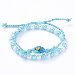 Other Animal Регулируемые плетеные браслеты из бусин и наборы эластичных браслетов, с набивными бусинами из ракушек каури, Стеклянные жемчужные бусины, хлопковый шнур и нейлоновая нить, морская черепаха, плетеные браслеты из бусин: внутренний диаметр: 3/4 дюйм ~ 3-1/8 дюйм (1.8~8 см), эластичные браслеты: внутренний диаметр: 2 дюйм (5.2 см), бусины : 6 мм, 2 шт / комплект