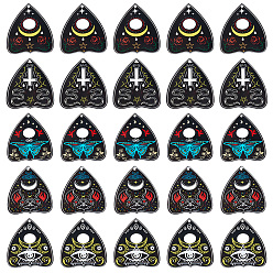 Mixed Shapes 20шт 5 стили непрозрачные акриловые подвески с принтом, чёрные, разнообразные, 40x37.5x2 мм, отверстие : 1.6 мм, 4 шт / стиль