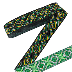 Темно-Зеленый Вышивка цветочным узором в этническом стиле полиэстеровыми лентами, жаккардовая лента, аксессуары для одежды, темно-зеленый, 1-1/4 дюйм (32 мм), около 7.11 ярдов (6.5 м) / рулон