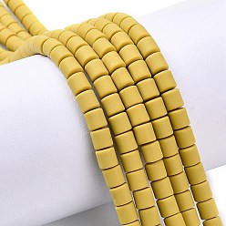 Темный Хаки Ручной полимерные нити глины шарик, колонка, Темный хаки, 6.5x6 мм, отверстие : 1.2 мм, около 61 шт / нитка, 15.75 дюйм (40 см)