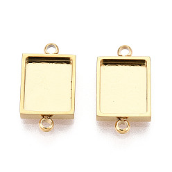Настоящее золото 18K 304 оправы для кабошонов из нержавеющей стали, прямоугольные, ионное покрытие (ip), реальный 18 k позолоченный, лоток : 9.5x7 мм, 15.5x8.5x2 мм, отверстие : 1.4~1.5 мм
