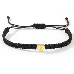 Letter Z Минималистский нейлоновый плетеный браслет с подвесками из нержавеющей стали с золотыми буквами для мужчин, женщин, студентов, пар