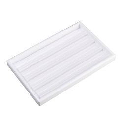 White Organic Acrylic Jewelry Displays, for Rhinestone, White, 28x18x2.5cm, Inner Diameter: 19.4x12.4cm