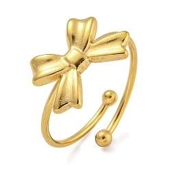 Золотой 304 регулируемое кольцо из нержавеющей стали для женщин, бантом, золотые, 11x16 мм, внутренний диаметр: 18 мм