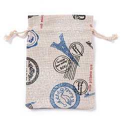 Building Сумки Linenette с кулиской, прямоугольные, узор башни, 14x10 см