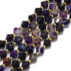 Полосатый Агат Нити бусин из натурального окрашенного и нагретого полосатого агата/полосатого агата, ромб, 8~8.5x8~8.5 мм, отверстие : 1 мм, около 37 шт / нитка, 15.35'' (39 см)