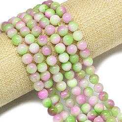 Бледно-Зеленый Натуральный Malaysia нефритовые бусы пряди, окрашенная и подогревом, круглые, бледно-зеленый, 8 мм, отверстие : 1 мм, около 48 шт / нитка, 15.08''~15.16'' (38.3~38.5 см)