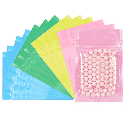 Gemischte Farbe Wiederverschließbarer, transparenter Plastikbeutel, Aufbewahrungsbeutel, selbstdichtender Beutel, Top-Dichtung, Rechteck, Gemischte Farbe, 12x8x0.15 cm, einseitige Dicke: 3.1 mil(0.08mm), 4 Farben, 25 Stk. je Farbe, 100 Stück