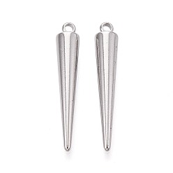 Нержавеющая Сталь Цвет 304 подвески из нержавеющей стали, подвески в виде конусов с шипами, цвет нержавеющей стали, 28x5 мм, отверстие : 1.7 мм