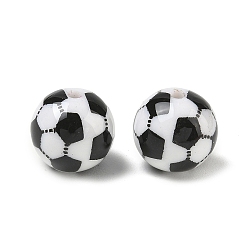 Black Sports Opaque Acrylic Beads, Football, Black, 15.5mm, Hole: 2.3mm