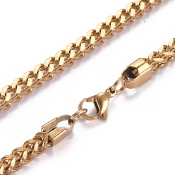Golden Men's 304 Stainless Steel Diamond Cut Cuban Link Chain Necklaces, with Lobster Claw Clasps, Golden, 23.6 inch(60cm)