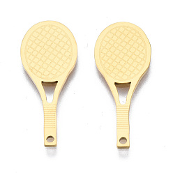 Золотой Ионное покрытие (ip) 201 подвески из нержавеющей стали, лазерная резка, теннисная ракетка, золотые, 25x10x1 мм, отверстие : 1.4 мм