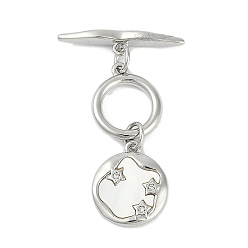 Платина Латунные застежки-молнии из прозрачного кубического циркония, без кадмия, без никеля и без свинца, с оболочкой, звезда, платина, планета: 30 мм, Кулон : 15x13x2 мм, отверстие : 1.2 мм, бар: 22x4x4.5 mm, отверстие : 1.2 мм