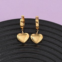 Настоящее золото 18K Серьги из 304 нержавеющей стали, сердце, ионное покрытие (ip), реальный 18 k позолоченный, 27x13.5 мм