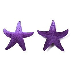 Purple Spray Painted Iron Big Pendants, Starfish, Purple, 50x46.5x6mm, Hole: 1.2mm