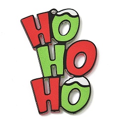 Зеленый лайм Рождественские акриловые подвески, буква хо, зеленый лайм, 45x29.5x2.5 мм, отверстие : 1.6 мм