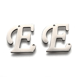 Letter E Не тускнеют 304 соединители из нержавеющей стали, буквы, для изготовления именных ожерелий, letter.e, 15x15x1.5 мм, отверстие : 0.9 мм