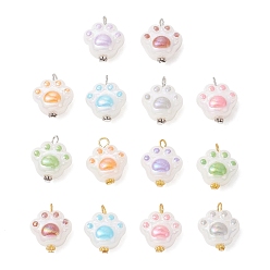 (52) Непрозрачная лаванда Акриловые подвески, с фурнитурой железной и сплавочной, отпечаток лапы, разноцветные, 22.5x18.5x13 мм, отверстие : 3.5 мм