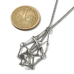 Нержавеющая Сталь Цвет Устойчивый к потускнению 201 мешочек из нержавеющей стали в технике макраме, пустой держатель для камней, изготовление ожерелий с 304 цепями из нержавеющей стали, цвет нержавеющей стали, 18.03 дюйм (45.8 см)