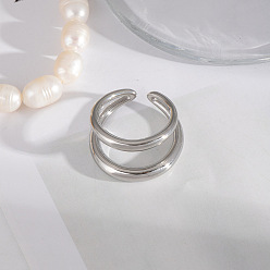 Нержавеющая Сталь Цвет Двухслойные манжеты из нержавеющей стали для женщин, цвет нержавеющей стали, 3.3x9.9 мм, внутренний диаметр: 17.2 мм