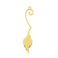 Golden 201 Stainless Steel Pendants, PVD Vacuum Plating, Long-Lasting Plated, Laser Cut, Fire, Golden, 46x8.5x1mm, Hole: 1.6mm