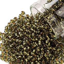 (758) Gold Lined Black Diamond TOHO Round Seed Beads, Japanese Seed Beads, (758) Gold Lined Black Diamond, 8/0, 3mm, Hole: 1mm, about 10000pcs/pound