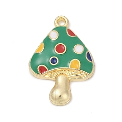 Морско-зеленый Подвески из эмали и сплава, грибное очарование, золотые, цвета морской волны, 23x15.5x3.5 мм, отверстие : 1.5 мм