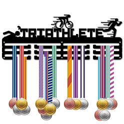 Sports Модная железная вешалка для медалей, настенная стойка для дисплея, 3-линия, с винтами, чёрные, триатлонист, спортивный, 150x400x1.5 мм