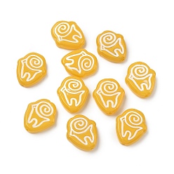 Желтый Бусины лэмпворк , руны, с эмалью, желтые, 19.5~20x17x5~5.5 мм, отверстие : 1.2 мм