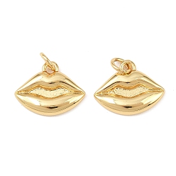 Настоящее золото 18K Латунные подвески, губы прелести, стойки покрытие, долговечный, без кадмия и без свинца, с целью перехода в кольце, реальный 18 k позолоченный, 12.5x15.5x2.5 мм, отверстие : 3.4 мм