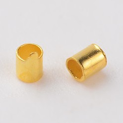 Golden Brass Crimp Beads, Cadmium Free & Lead Free, Tube, Golden, 1.5x1.5mm, Hole: 1mm