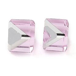 Бледно-Розовый K9 стеклянные имитации австрийских хрустальных бусин, без отверстия , квадратный, розовый жемчуг, 4x4x4 мм