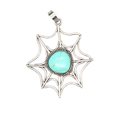 Бирюза Синтетические бирюзовые подвески, паучья сеть, 45x38x7 мм