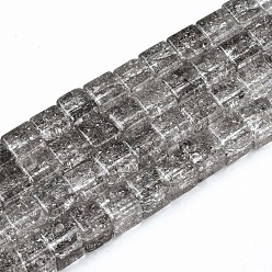 Светло-серый Стеклянные бусины кракле , окрашенная и подогревом, квадратный, светло-серый, 6x6x6 мм, отверстие : 1.4 мм, около 60~61 шт / нитка, 14.96 дюйм (38 см)