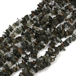 Rutilated Кварц Естественный зеленый Rutilated кварцевые нити бисера, чип, 2~7x5~17x5~6 мм, отверстие : 0.9 мм, 30.71~31.50'' (78~80 см)