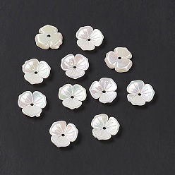 White Opaque Acrylic Bead Cap, AB Color, 3-Petal Flower, White, 11x2mm, Hole: 1.4mm
