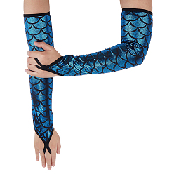 Бледно-бирюзовый Перчатки из полиэстера с рыбьей чешуей, перчатки без пальцев для женщин и девочек, бледные бирюзовая, 472x113x2 мм