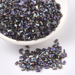 (HTL296) Transparent Root Beer AB MIYUKI Half TILA Beads, Japanese Seed Beads, 2 Hole, (HTL296) Transparent Root Beer AB, 5x2.3x1.9mm, Hole: 0.8mm, about 12500pcs/500g