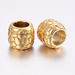 Golden Ion Plating(IP) 304 Stainless Steel Beads, Large Hole Beads, Column, Golden, 12x11mm, Hole: 7mm