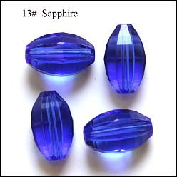 Синий Имитация Австрийские кристаллические шарики, класс AAA, граненые, овальные, синие, 6x9.5 мм, отверстие : 0.7~0.9 мм