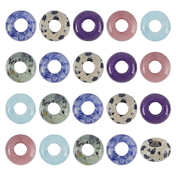 Смешанные камни 20 шт. натуральные бусины из смешанных драгоценных камней европейского производства, рондель, бусины с большим отверстием, смешанные окрашенные и неокрашенные, 10x5 мм, отверстие : 4 мм, около 10 шт / упаковка