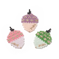 Mixed Color 3Pcs 3 Color Handmade MIYUKI Japanese Seed Loom Pattern Seed Beads, Acorn Pendants, Mixed Color, 29x20x1.8mm, Hole: 1.6mm, 1Pc/color