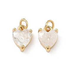 Прозрачный Кулон из циркония, сердце прелести, без свинца и без кадмия, стойки покрытие, долговечный, реальный 18 k позолоченный, прозрачные, 9x6x4 мм, Перейти кольцо: 4x0.8 мм, 2.5 мм внутренним диаметром