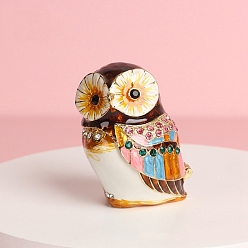 Светло-Голубой Шкатулка для хранения ювелирных изделий из эмалированного сплава совы, с магнитными застежками, Небесно-голубой, 45x45x60 мм