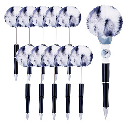 Черный Шариковая ручка из абс-пластика, ручка из нержавеющей стали с бусинами, С мячом pom pom, для индивидуальной ручки своими руками, чёрные, 170~175x11.5~51 мм