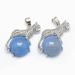 Натуральный Агат Природные подвески агат, со сплавочной фурнитурой, леопард, окрашенная и подогревом, платина, 33.5x20x7 мм, отверстие : 4x6 мм