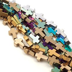 (52) Непрозрачная лаванда Нити немагнитных синтетических гематитовых бусин с вакуумным покрытием pvd, крестик, разноцветные, 14.5x10x4 мм, отверстие : 1 мм, около 28 шт / нитка, 16.14 дюйм (41 см)